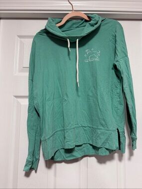 The Black Dog Seafoam Green Hooded Pullover with Dog Graphic